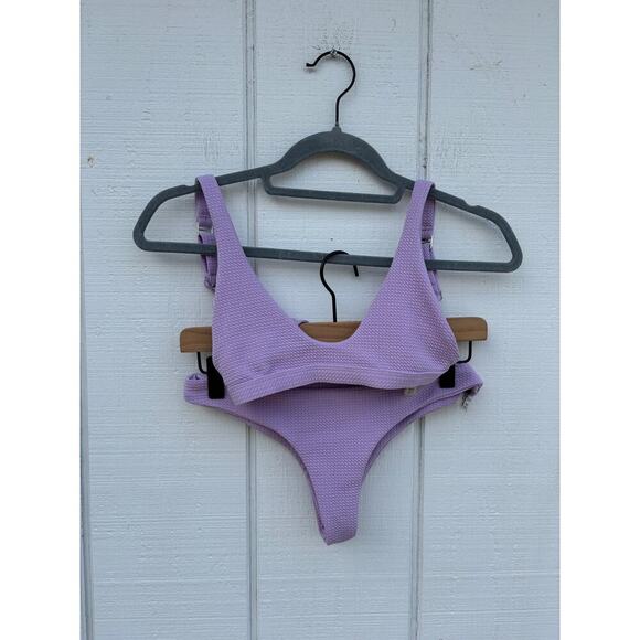 Zaful‎ Bikini, Purple Textured, Cheeky Bottoms, Size 4 - Picture 1 of 4